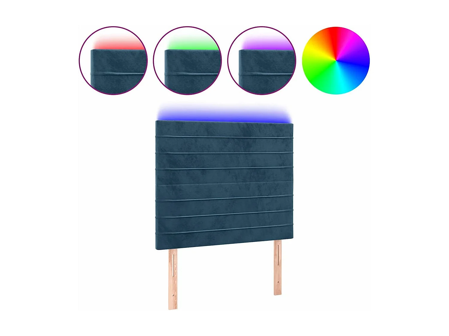 Tête de lit à LED Bleu foncé 80x5x118/128 cm Velours