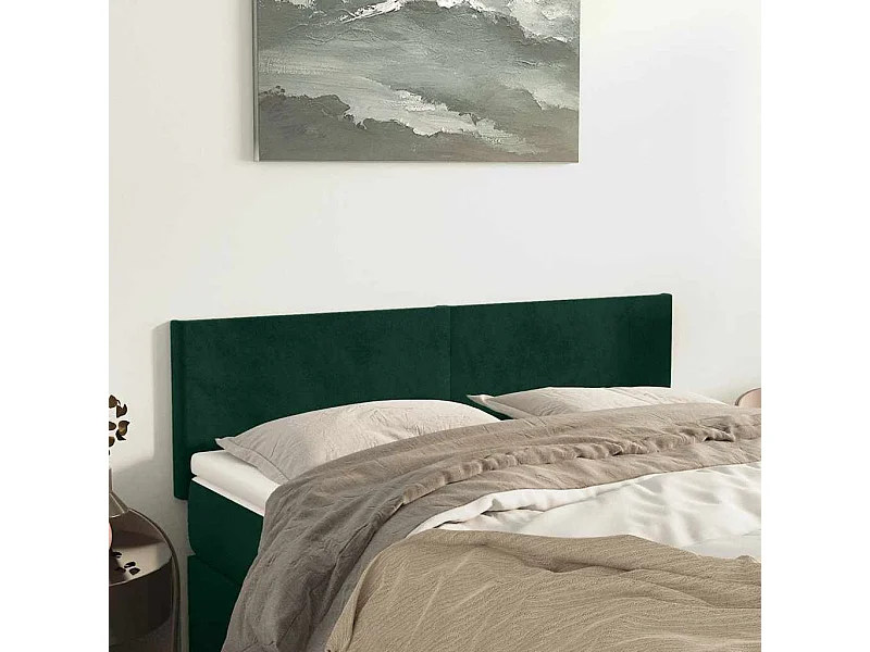 Têtes de lit 2 pcs Vert foncé 72x5x78/88 cm Velours