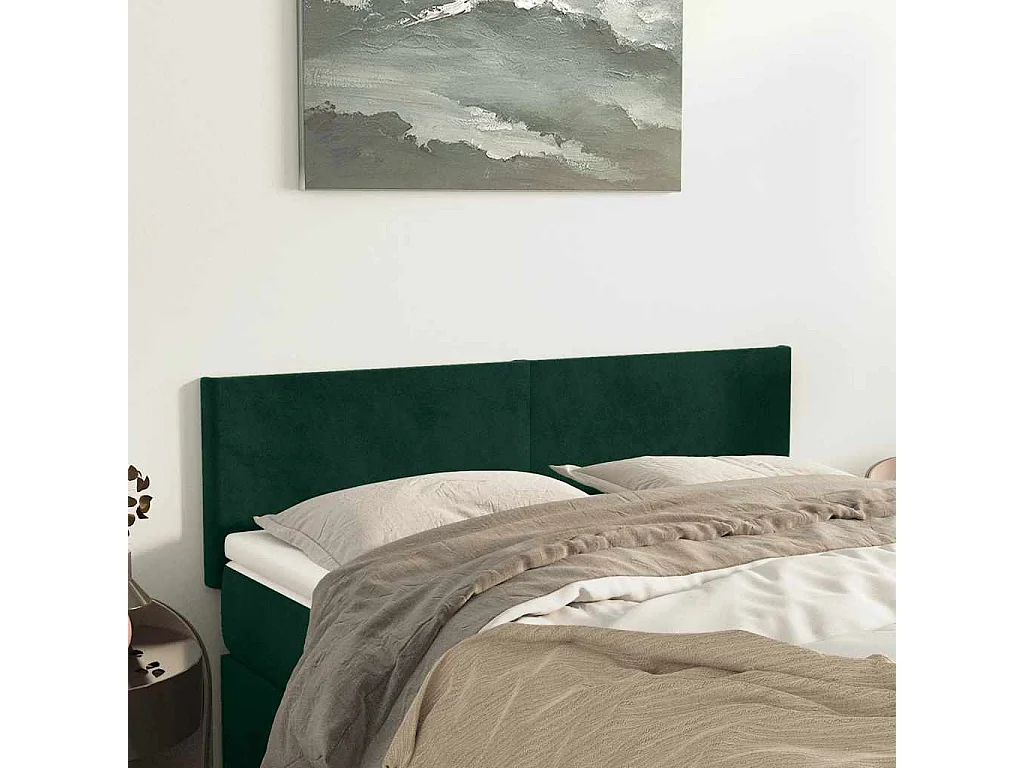Têtes de lit Vert foncé 144x5x78/88 cm Velours