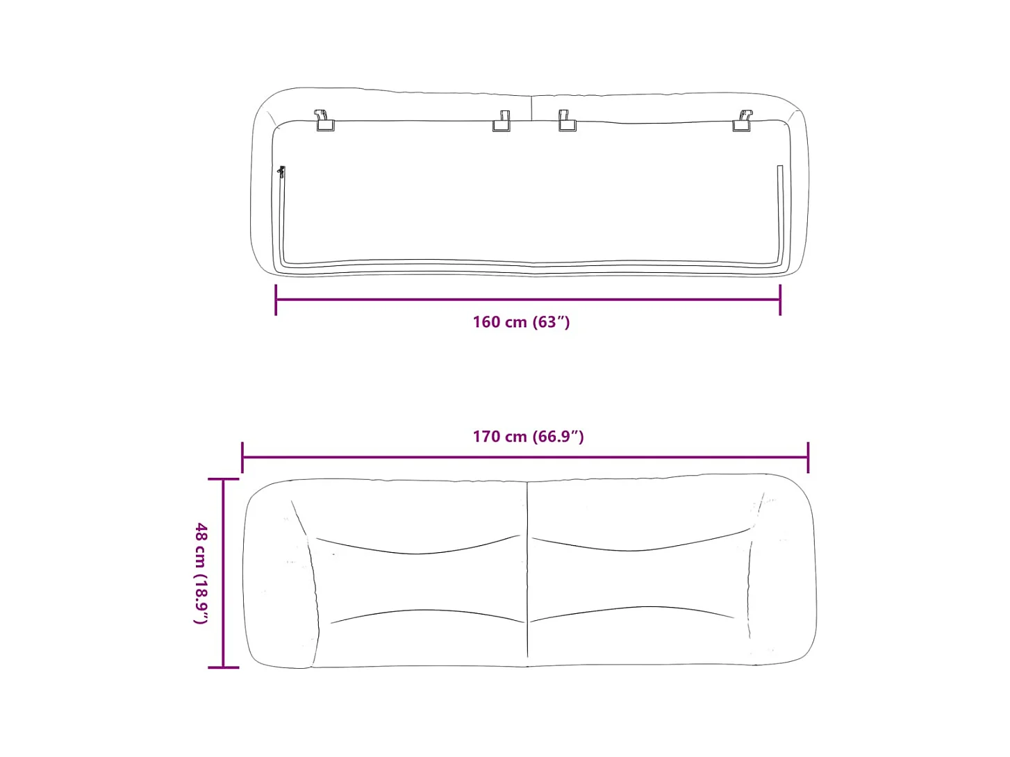 Coussin de tête de lit Hvar crème 160 cm tissu