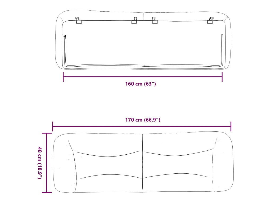Coussin de tête de lit Hvar crème 160 cm tissu