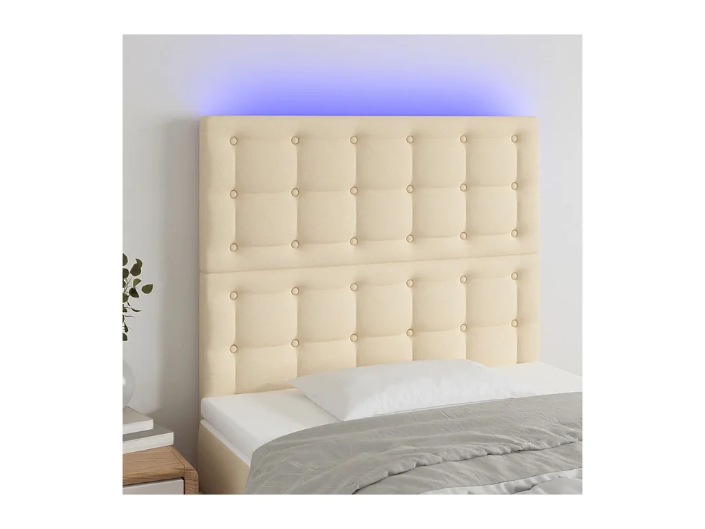 Testiera a LED Crema 80x5x118/128 cm in Tessuto