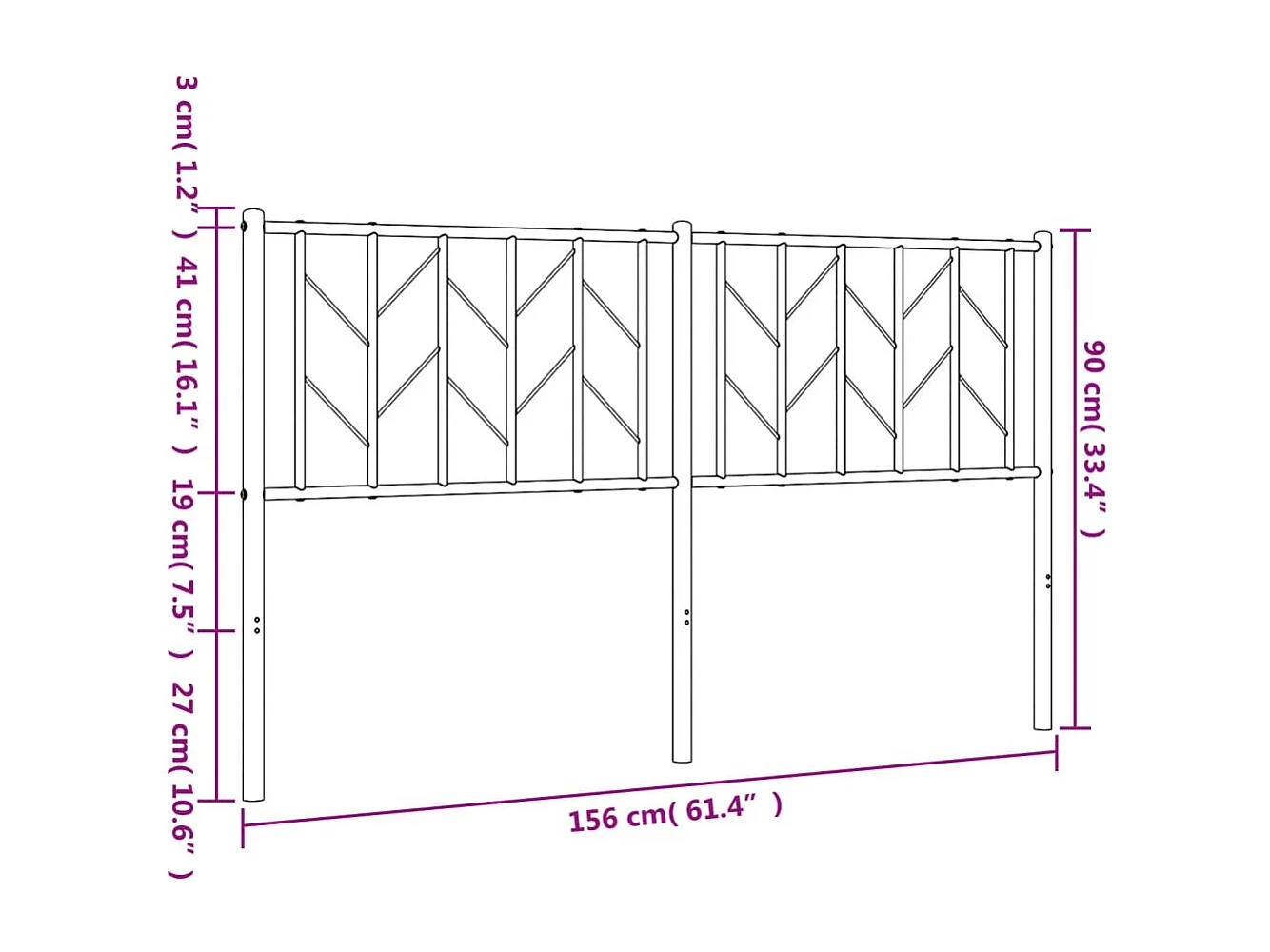 Testiera in Metallo Bianco 150 cm