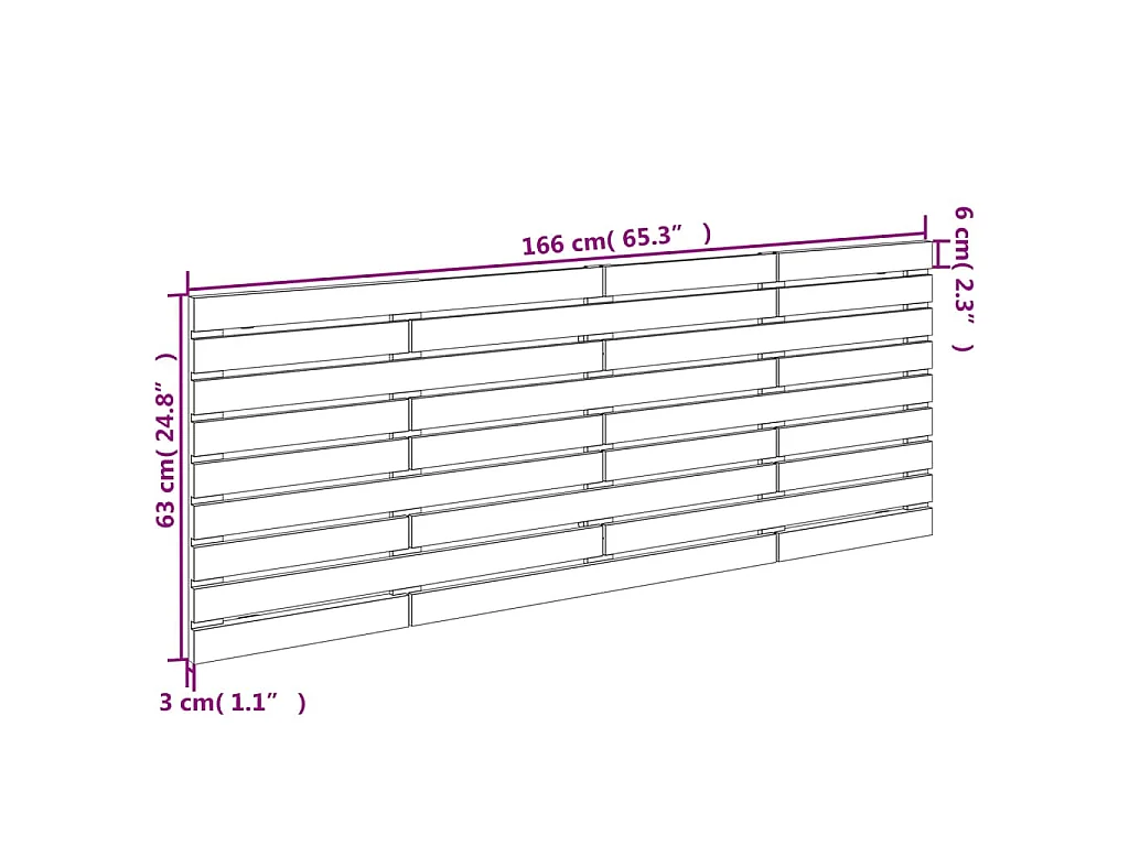 Tête de lit murale 166x3x63 cm Bois massif de pin