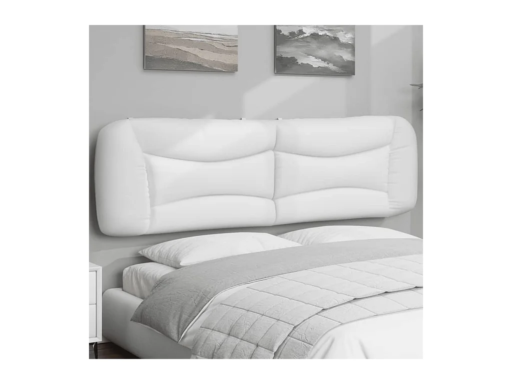 Coussin de tête de lit blanc 180 cm similicuir