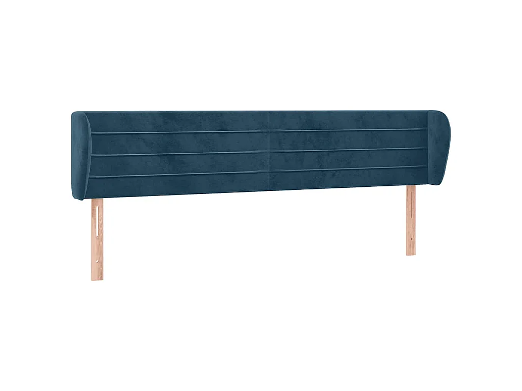 Hoofdbord met randen 163x23x78/88 cm fluweel donkerblauw