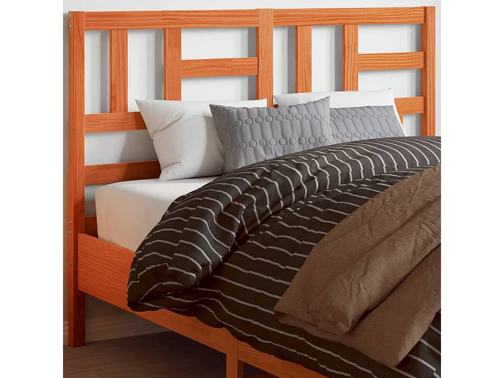 Tête de lit cire marron 135 cm bois massif de pin