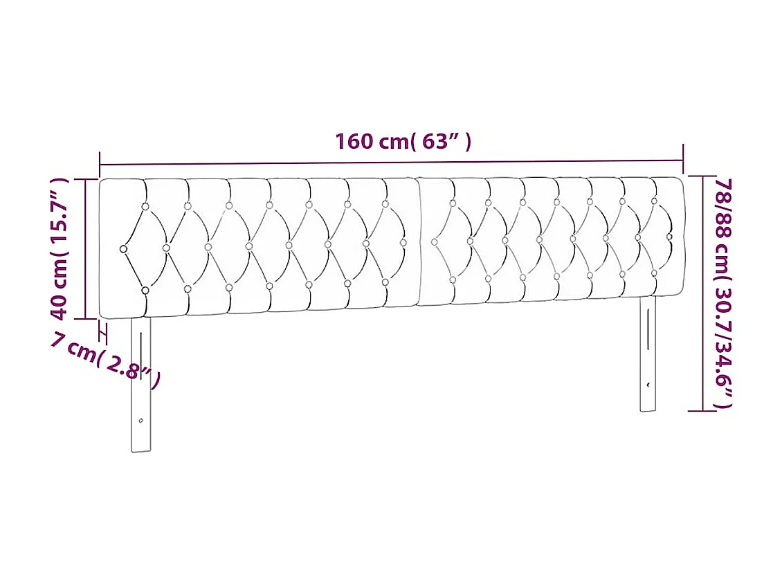 Hoofdbord LED 160x7x78/88 cm fluweel donkergroen