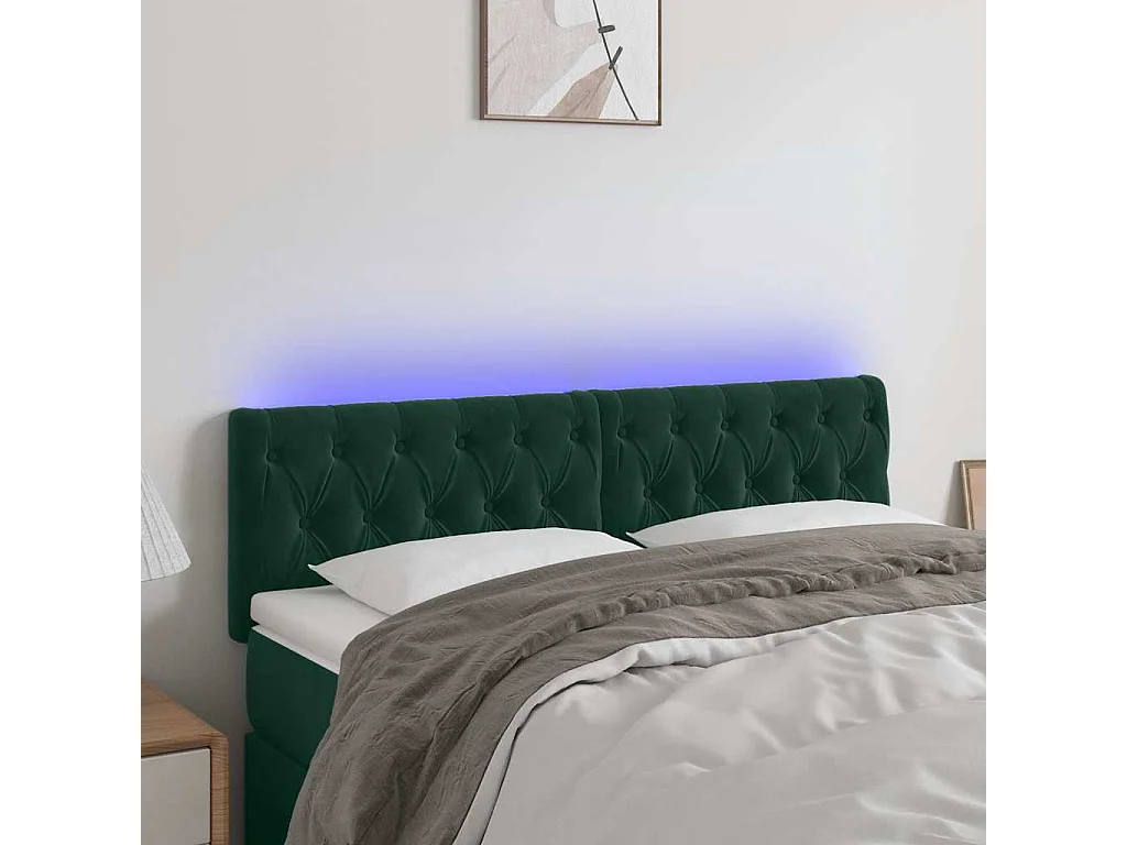Hoofdbord LED 160x7x78/88 cm fluweel donkergroen