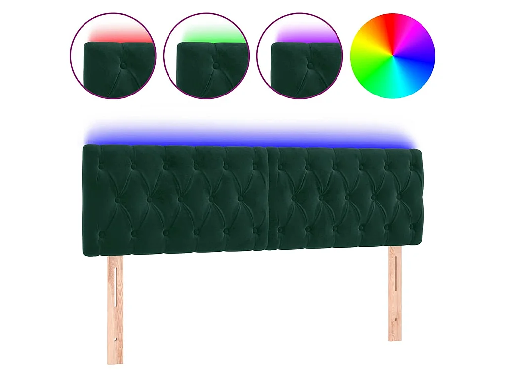 Testiera a LED Verde Scuro 160x7x78/88 cm in Velluto