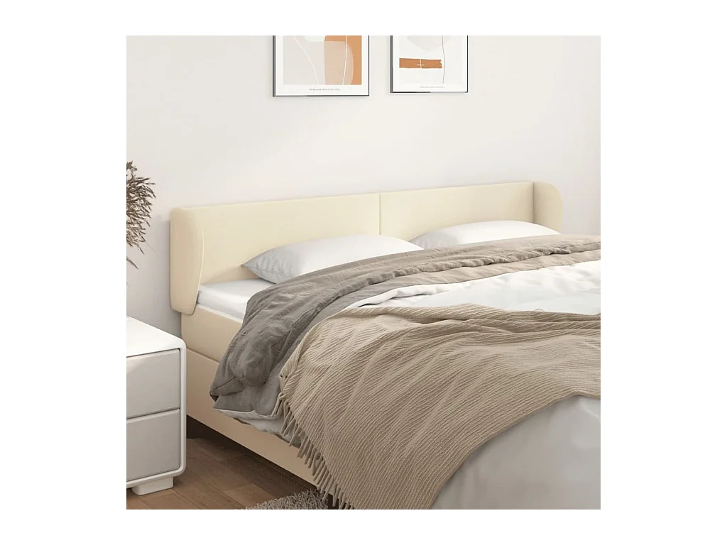 Hoofdbord met randen 163x23x78/88 cm kunstleer crèmekleurig