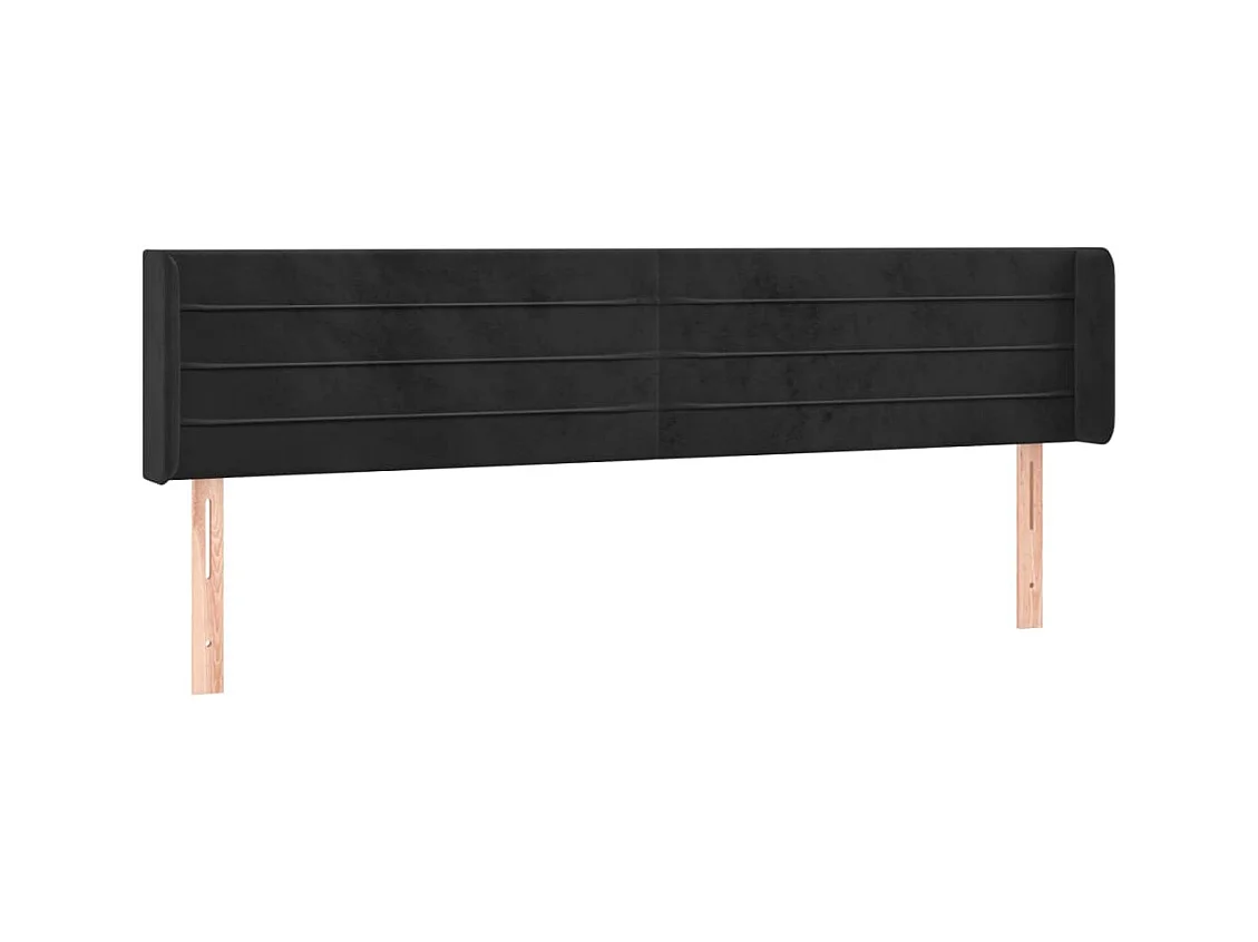 Testiera ad Orecchio Nera 163x16x78/88 cm in Velluto