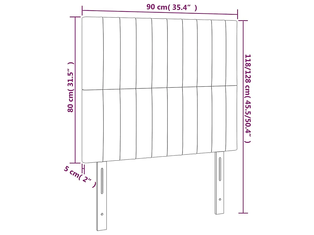 Hoofdbord LED 90x5x118/128 cm fluweel donkergroen