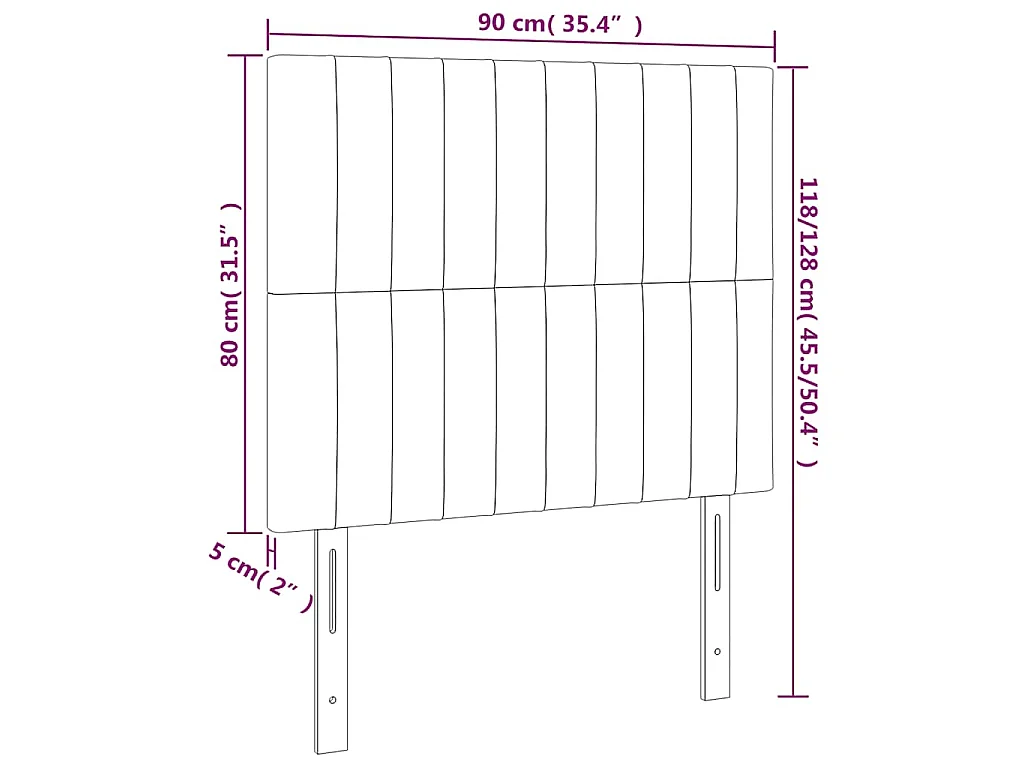 Hoofdbord LED 90x5x118/128 cm fluweel donkergroen