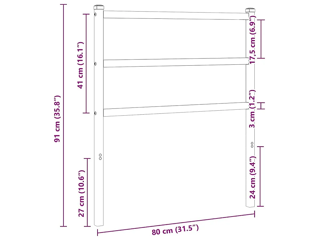 Testiera di Ricambio in Metallo Bianco 75 cm