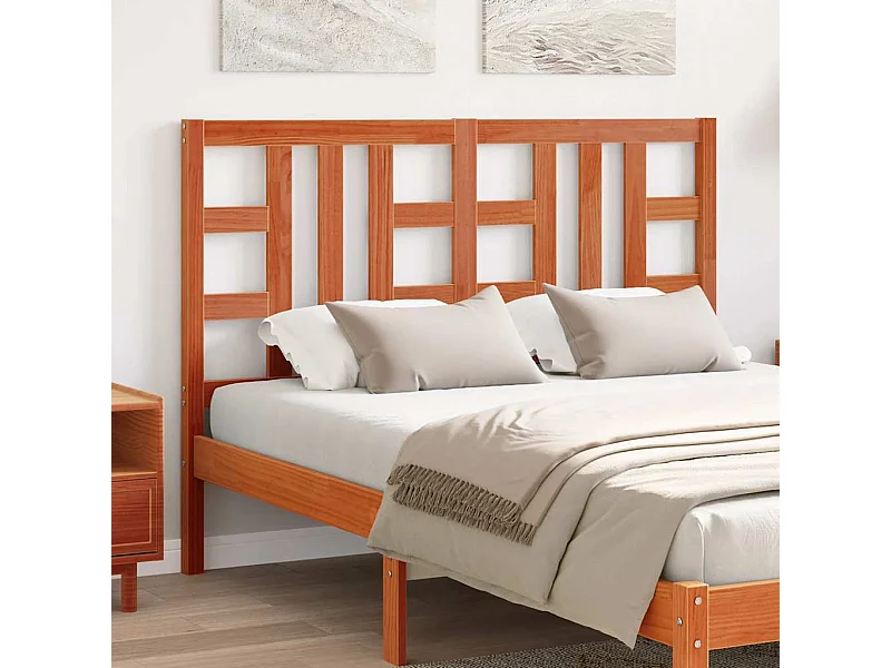 Testiera Marrone Cera 135 cm in Legno Massello di Pino