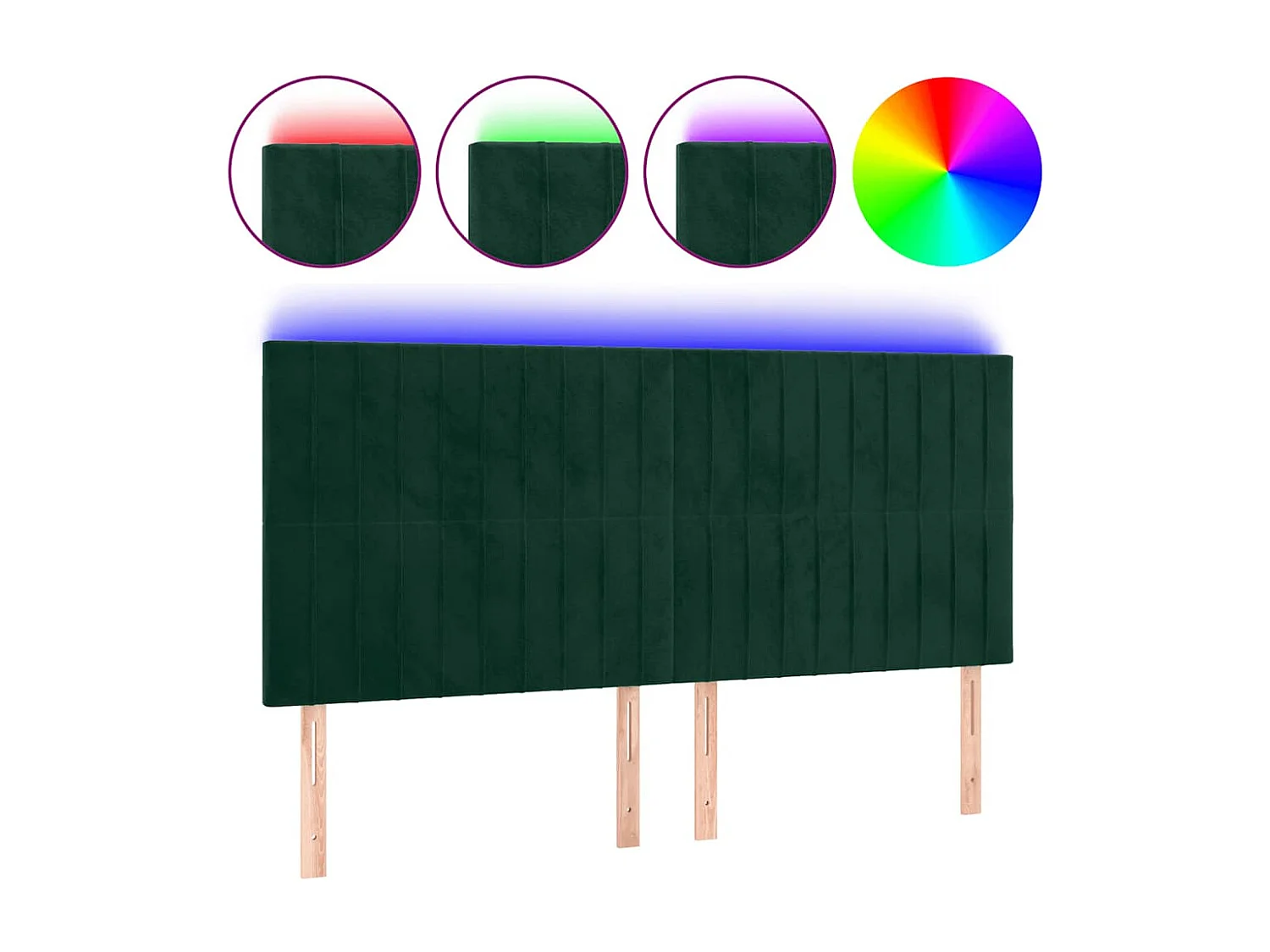 Tête de lit à LED Vert foncé 160x5x118/128 cm Velours