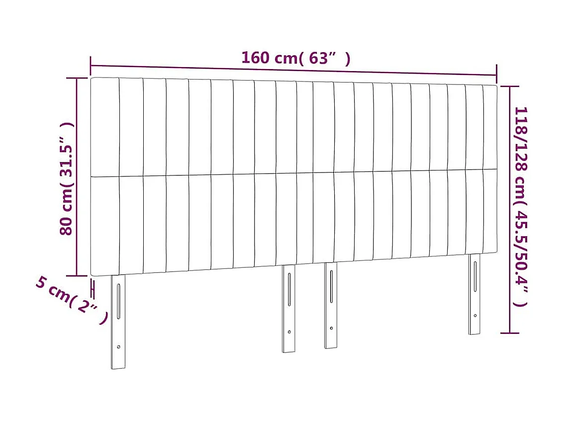 Tête de lit à LED Vert foncé 160x5x118/128 cm Velours