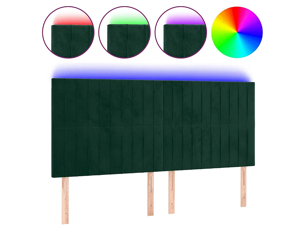 Hoofdbord LED 160x5x118/128 cm fluweel donkergroen