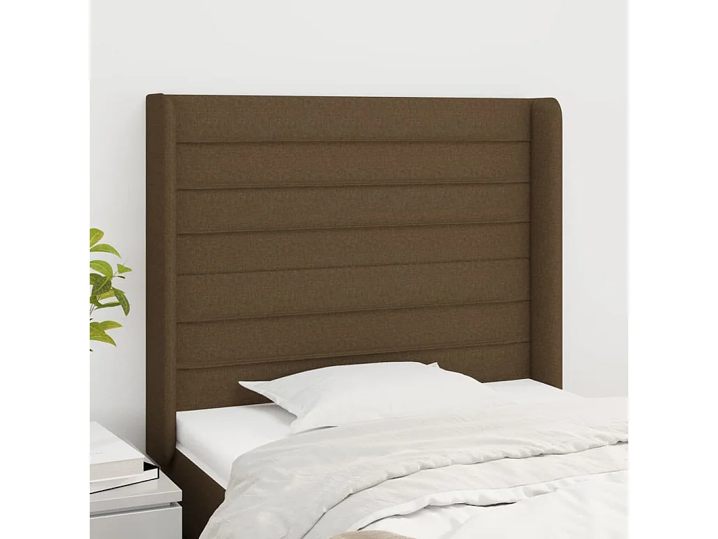 Testiera ad Orecchio Marrone Scuro 83x16x118/128 cm in Tessuto