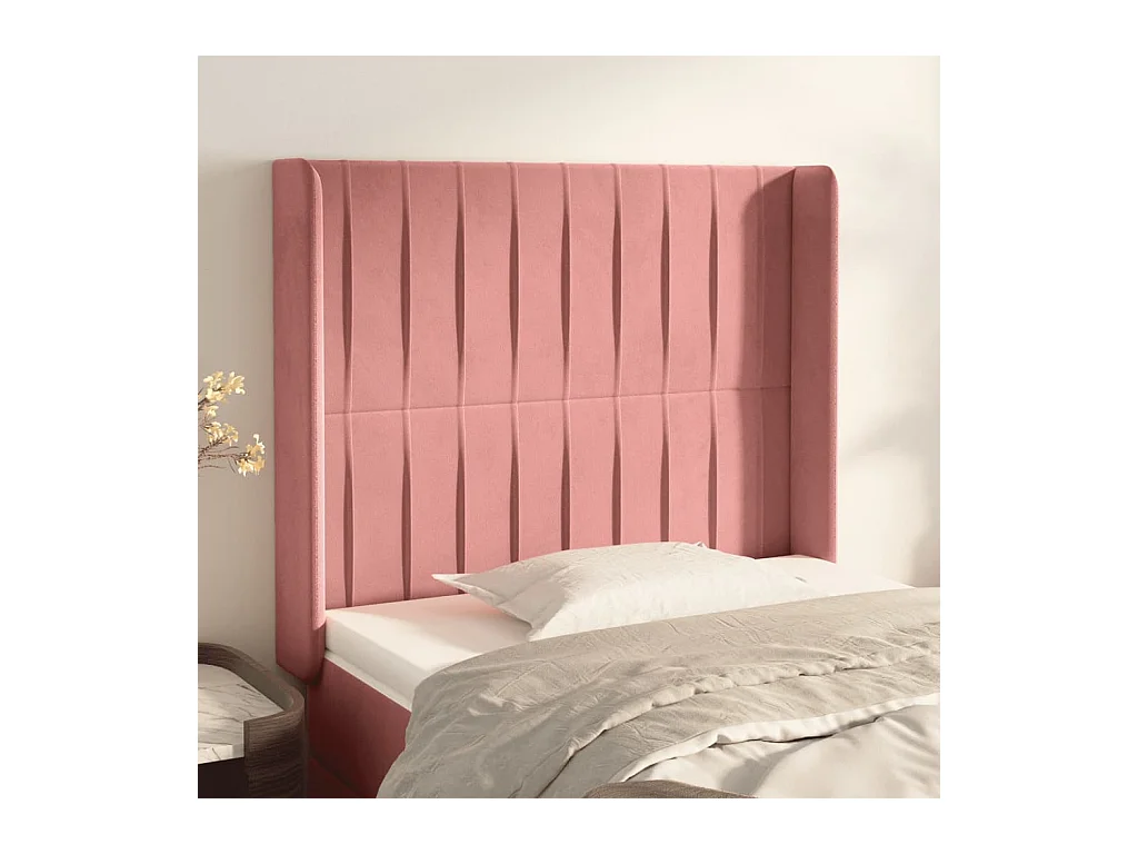 Tête de lit avec oreilles Rose 93x16x118/128 cm Velours