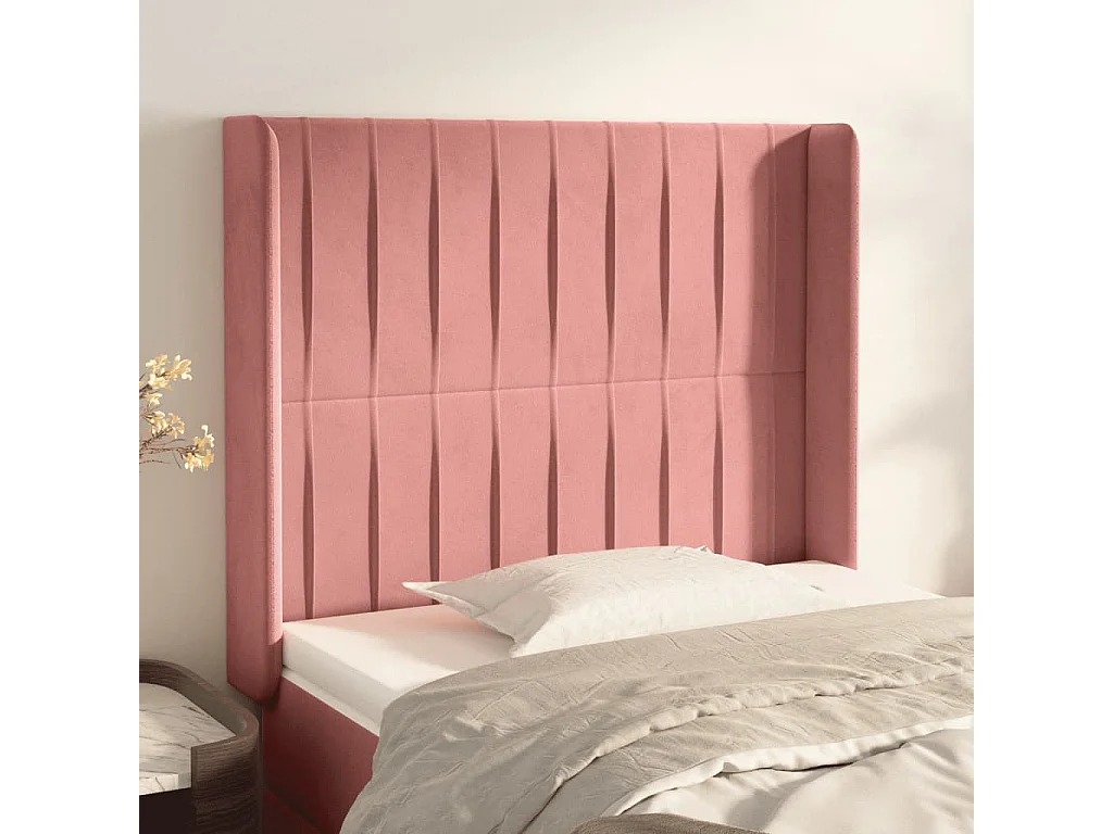 Testiera ad Orecchio Nera 93x16x118/128 cm in Velluto