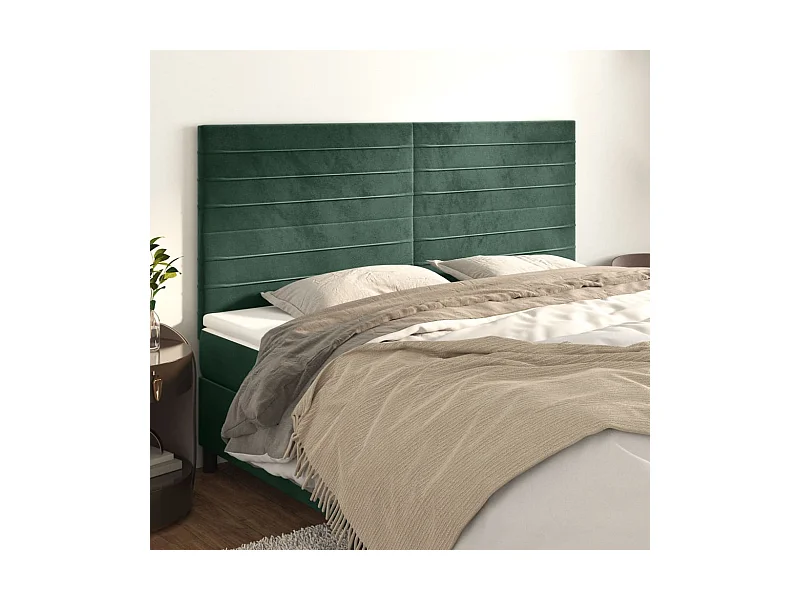 Tête de lit Vert foncé 160x5x118/128 cm Velours