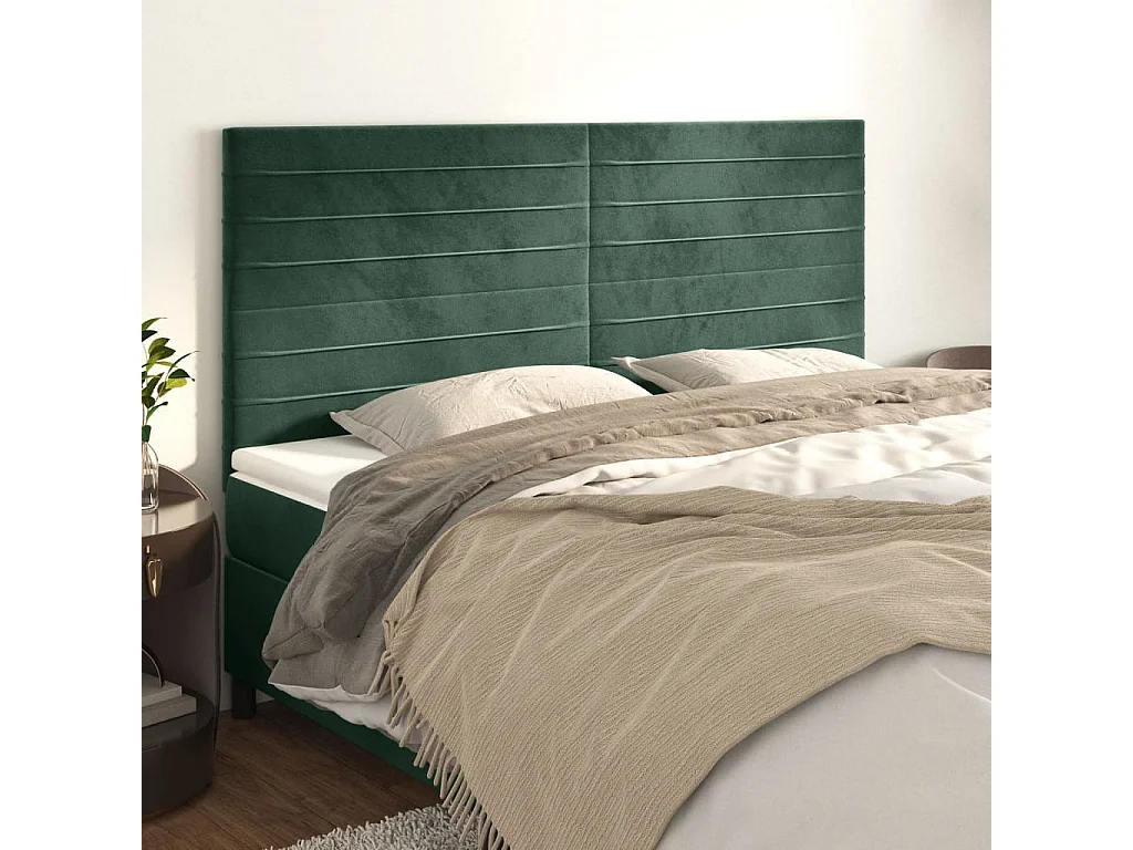 Tête de lit Vert foncé 160x5x118/128 cm Velours