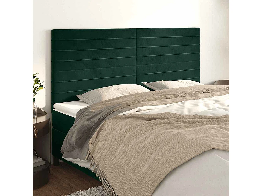 Testiera Verde Scuro 160x5x118/128 cm Velluto