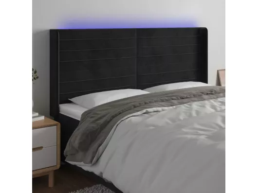 Kauf Unique LED Kopfteil Schwarz 183x16x118/128 cm Samt