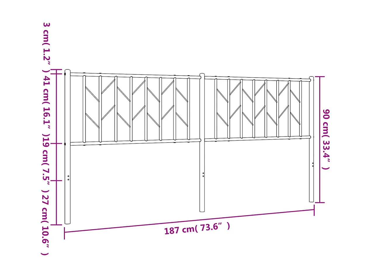 Cabeceira de cama 180 cm metal branco
