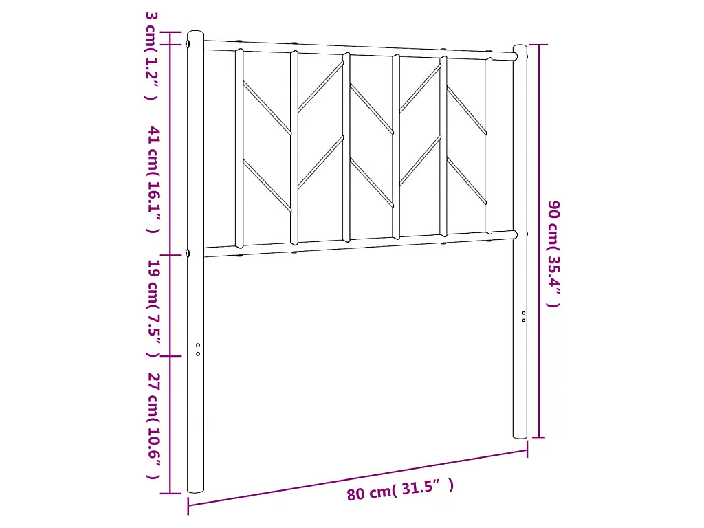 Tête de lit de remplacement métal blanc 75 cm