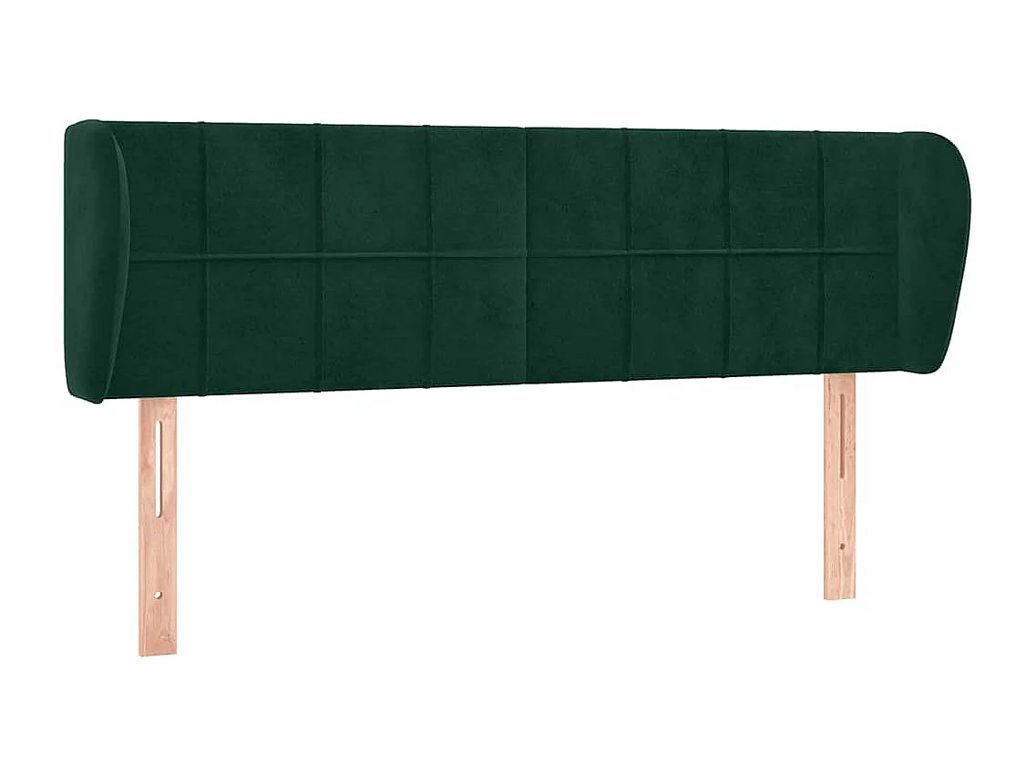 Tête de lit avec oreilles Vert foncé 147x23x78/88 cm Velours
