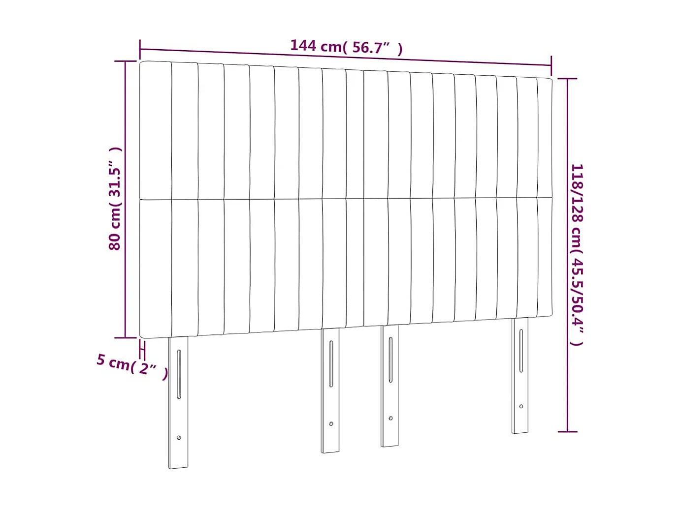 Tête de lit à LED Bleu foncé 144x5x118/128 cm Velours