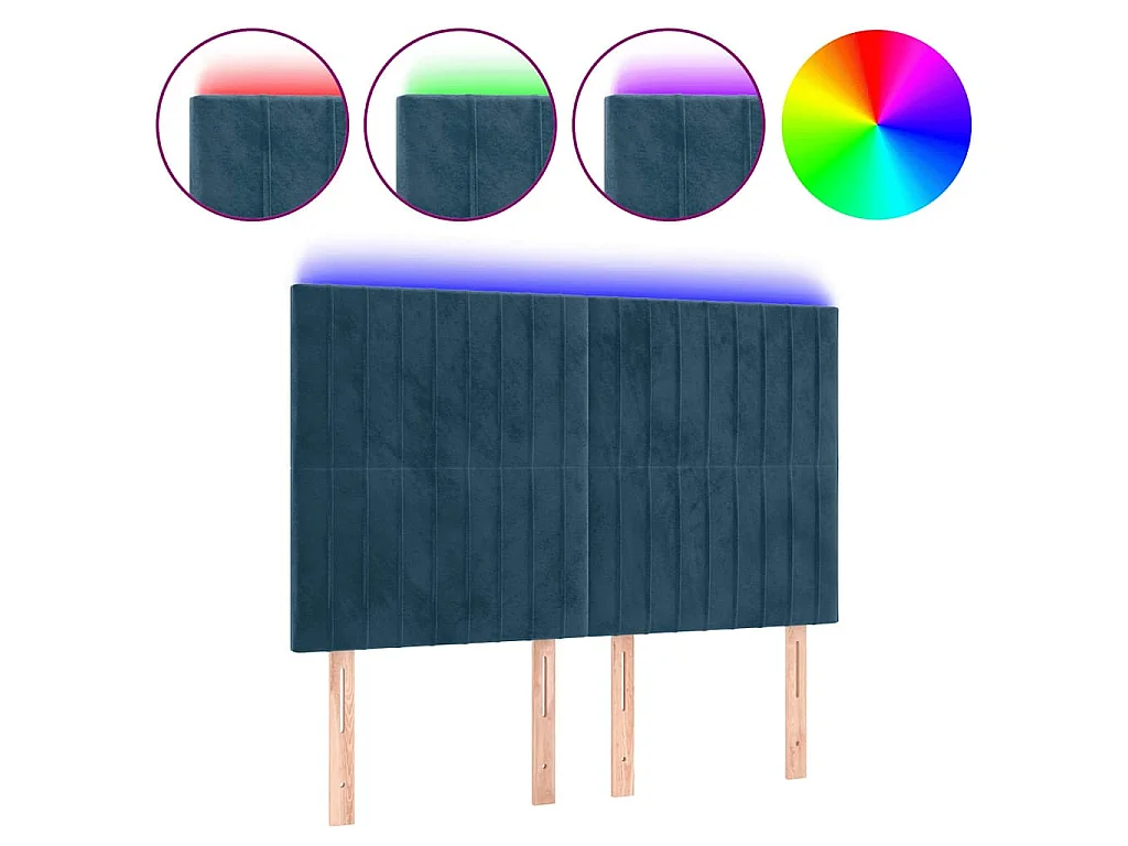 Testiera a LED Blu Scuro 144x5x118/128 cm in Velluto