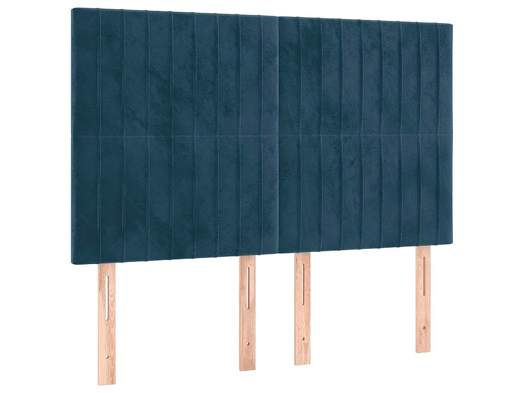 Testiera a LED Blu Scuro 144x5x118/128 cm in Velluto