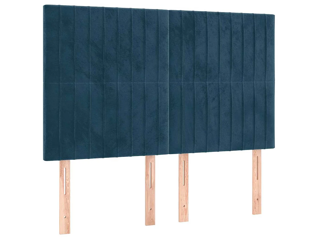 LED Kopfteil Dunkelblau 144x5x118/128 cm Samt
