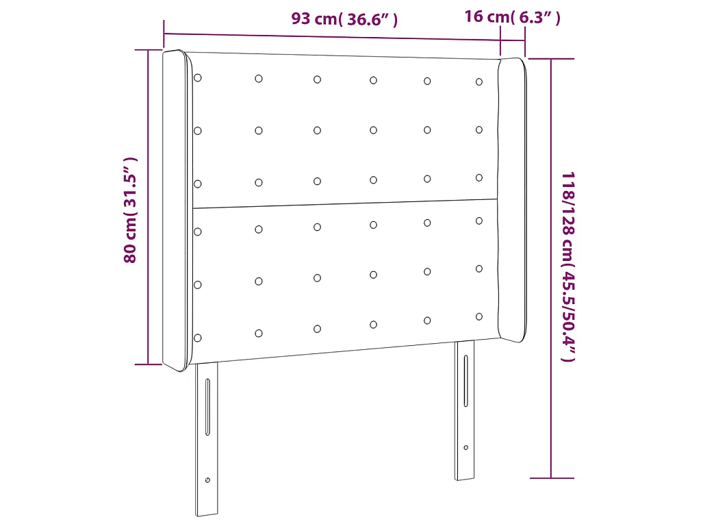 Hoofdbord met randen 93x16x118/128 cm kunstleer cappuccinokleur