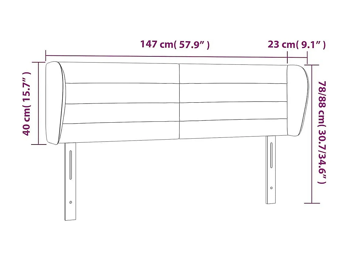 Tête de lit avec oreilles Vert foncé 147x23x78/88 cm Velours