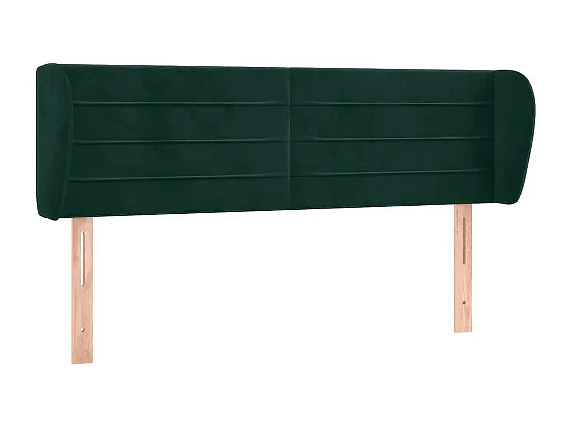 Tête de lit avec oreilles Vert foncé 147x23x78/88 cm Velours