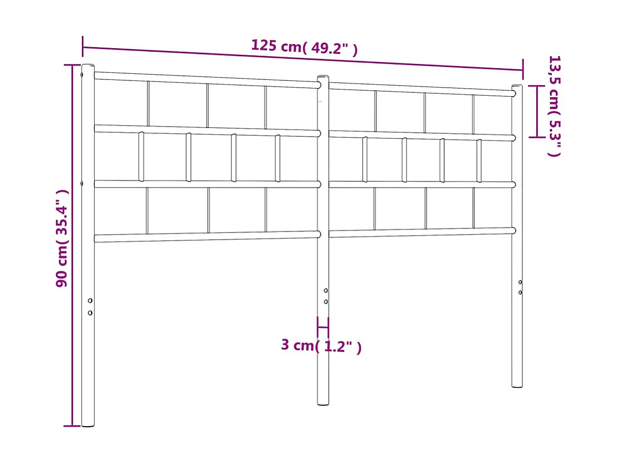 Testiera in Metallo Nero 120 cm