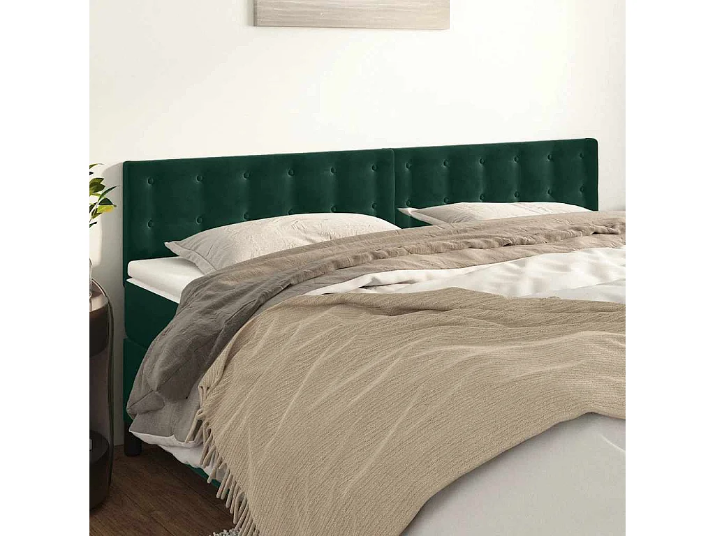 Hoofdborden 160x5x78/88 cm fluweel donkergroen