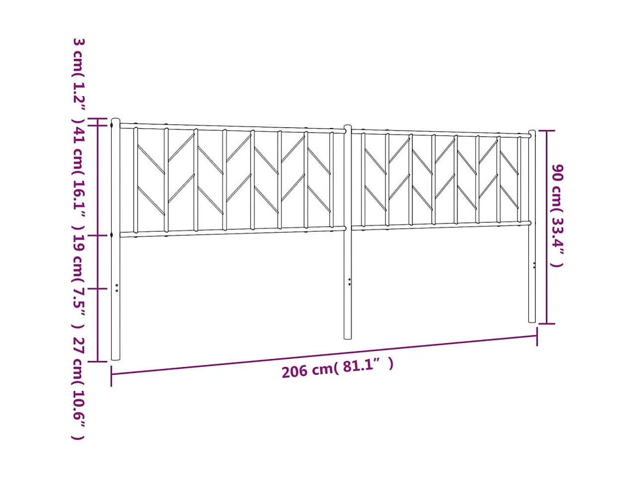 Kopfteil Metall Weiß 200 cm