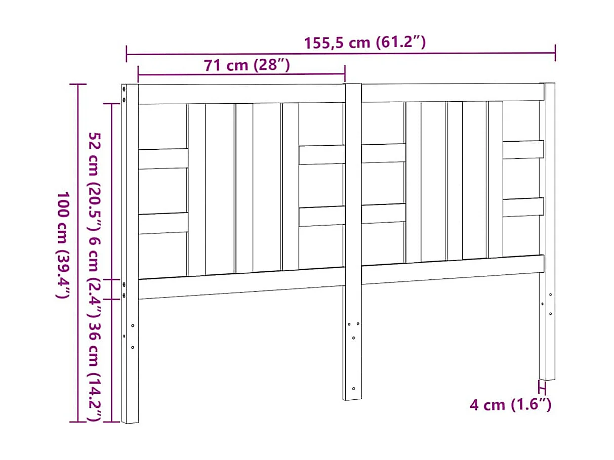 Tête de lit cire marron 150 cm bois massif de pin