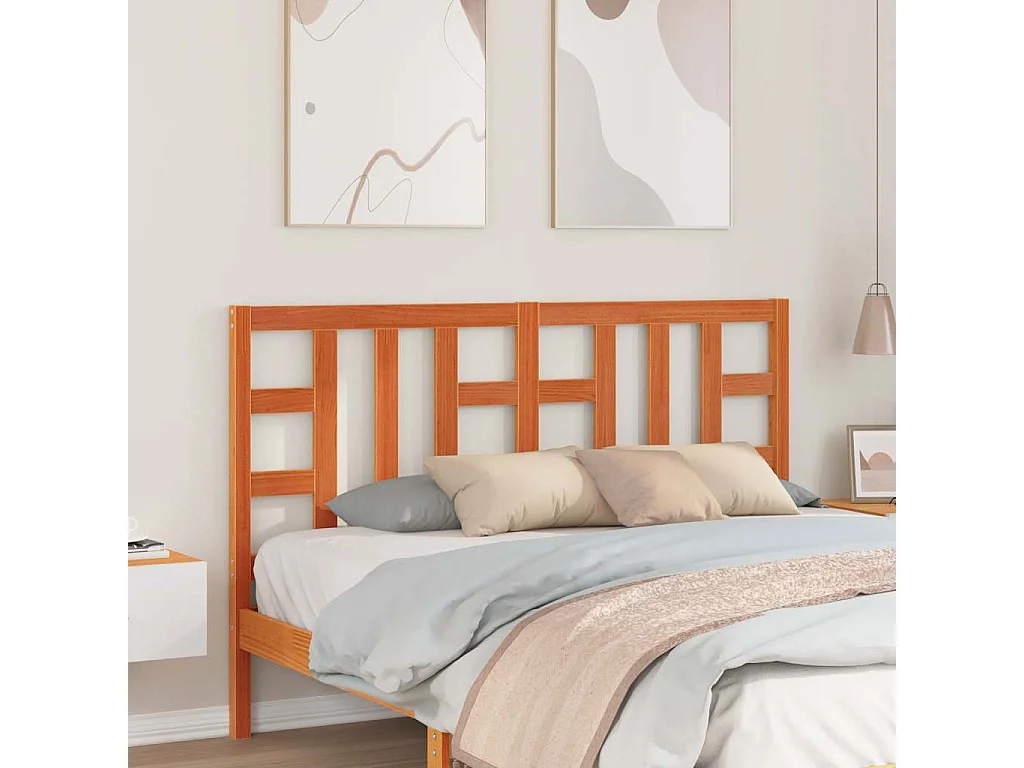 Testiera Marrone Cera 150 cm in Legno Massello di Pino
