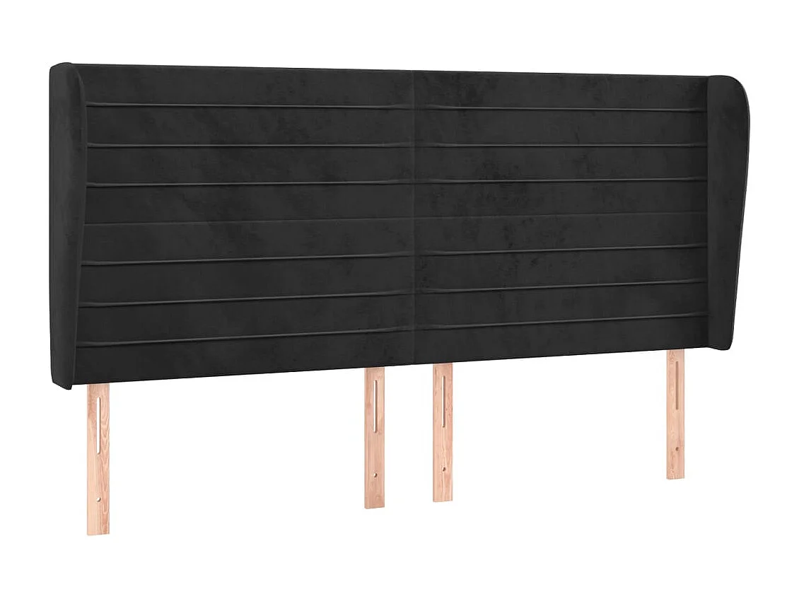 Tête de lit avec oreilles Noir 163x23x118/128 cm Velours