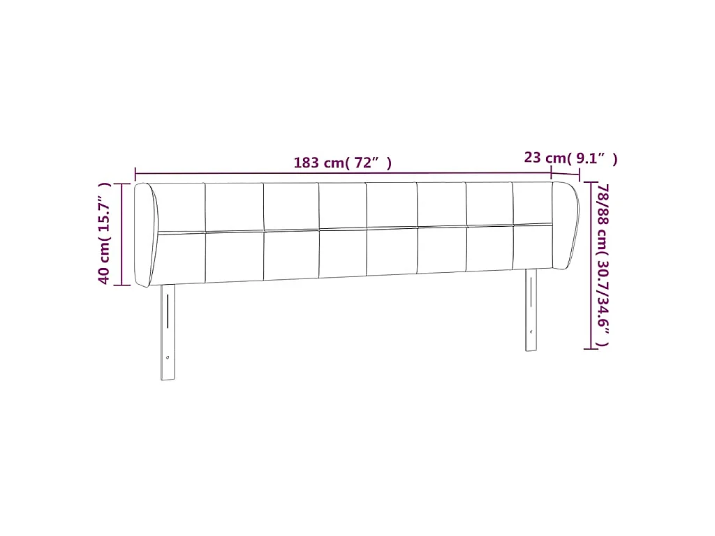 Tête de lit avec oreilles Vert foncé 183x23x78/88 cm Velours