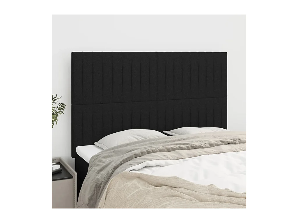 Têtes de lit 4 pcs Noir 72x5x78/88 cm Tissu