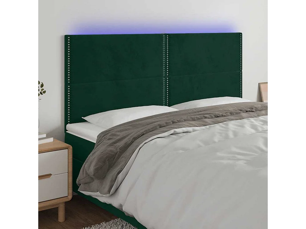 Tête de lit à LED Vert foncé 160x5x118/128 cm Velours