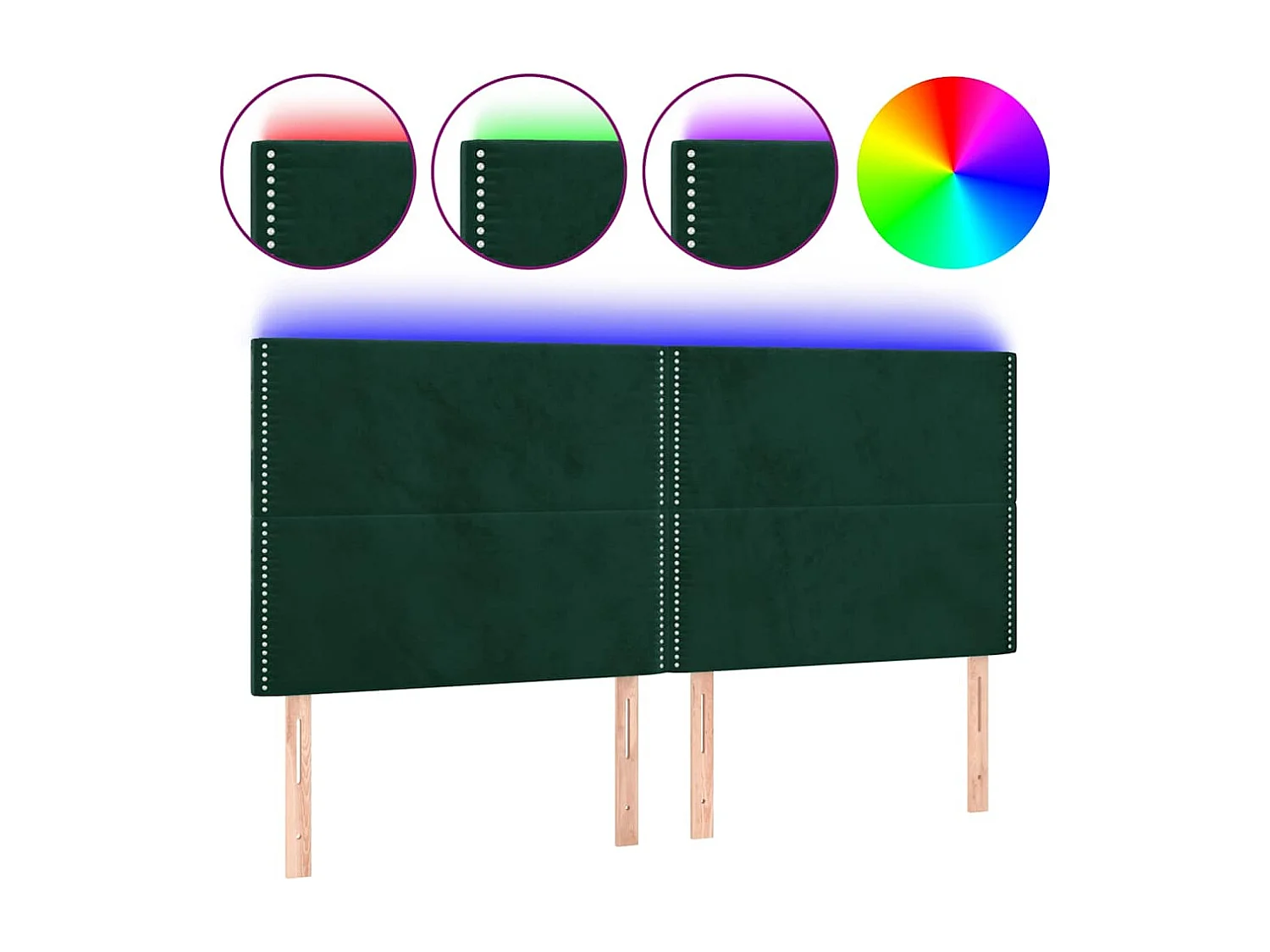 Tête de lit à LED Vert foncé 160x5x118/128 cm Velours